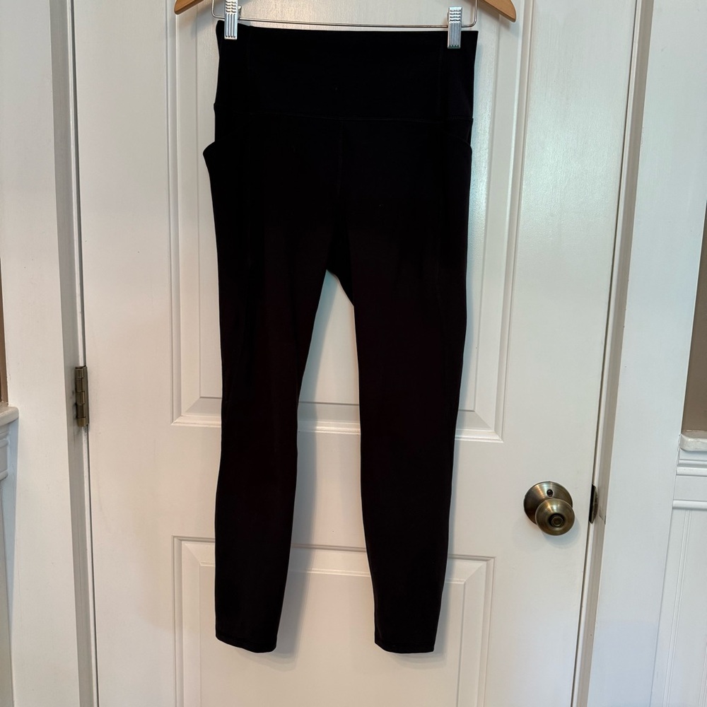 SPYDER PANTS LEGGINGS 7/8 BLACK POCKETS STRETCH SIZE M